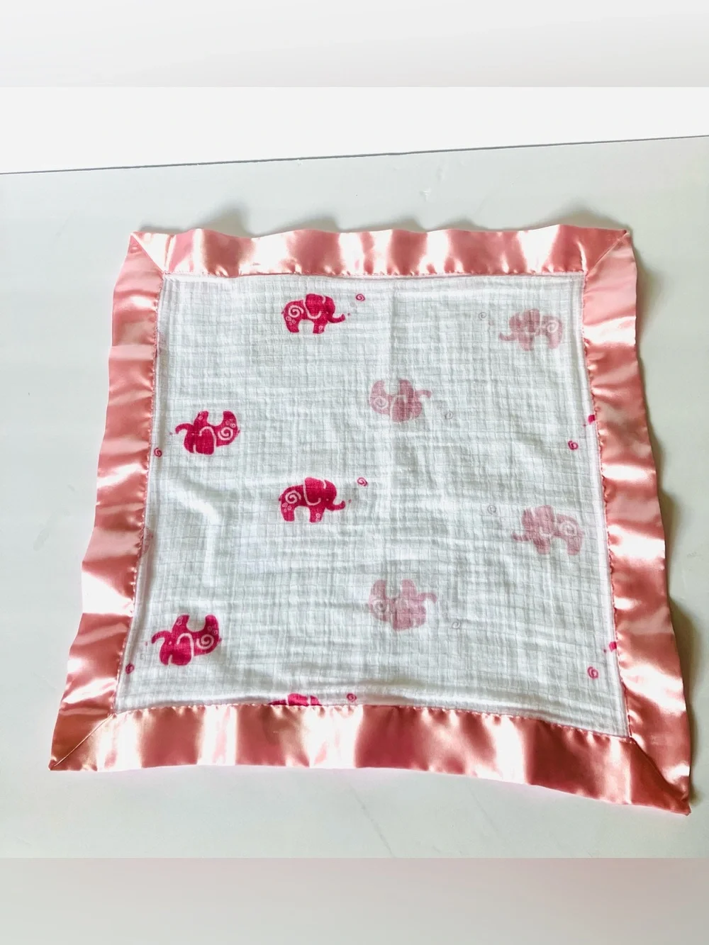 Aden & Anais Baby Security Blanket Pink Elephants Lovey Small 15” X 15”